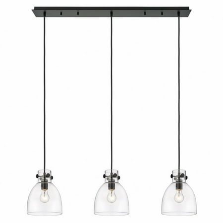 

Innovations Lighting Newton Bell - 3 Light 8 Cord Hung Linear Pendant Clear/Matte Black