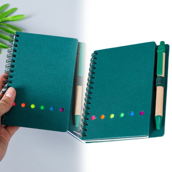 BESEW7 Journaling Notebook with Pen Holder Small Spiral Notebook for Work Travel Journal College Ruled Notepad for Men Women Green