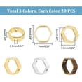 thumbnail image 2 of 80pcs Hexagon Bead Frame 4 Colors Brass Polygon Frame Connectors 6x7x2mm Loose Beads Two Hole Frame Spacer Beads Circle Bead Frame for Beading Earring Bracelet Necklace Making, 2 of 6