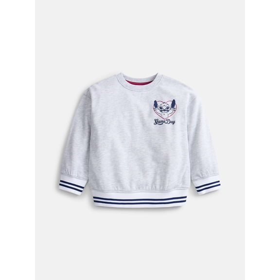 Stitch Girls’ Front Back Graphic Sweatshirt with Long Sleeves, Sizes 4-16