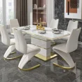 thumbnail image 2 of Juego de mesa de comedor cuadrada de mármol, 4 sillas y 6 sillas, oro moderno de lujo con muebles de comedor de restaurante de 6 plazas, 2 of 4
