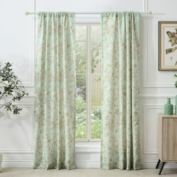Greenland Home Fashions Olivia Butterfly Garden Curtain Panels, Set of 2, 42 W x 84 L (x2), with Tiebacks