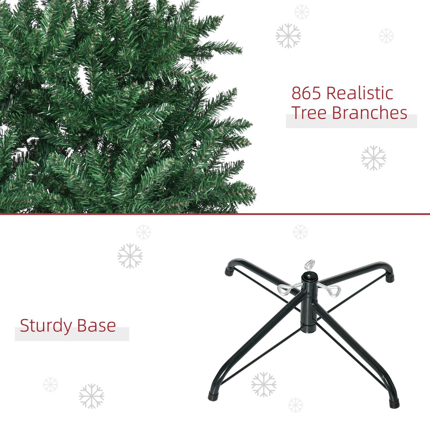 Homcom Arbre de Noël artificiel de 2,1 m, arbre de Noël avec support en métal et 865 embouts de branches, décoration de vacances, vert