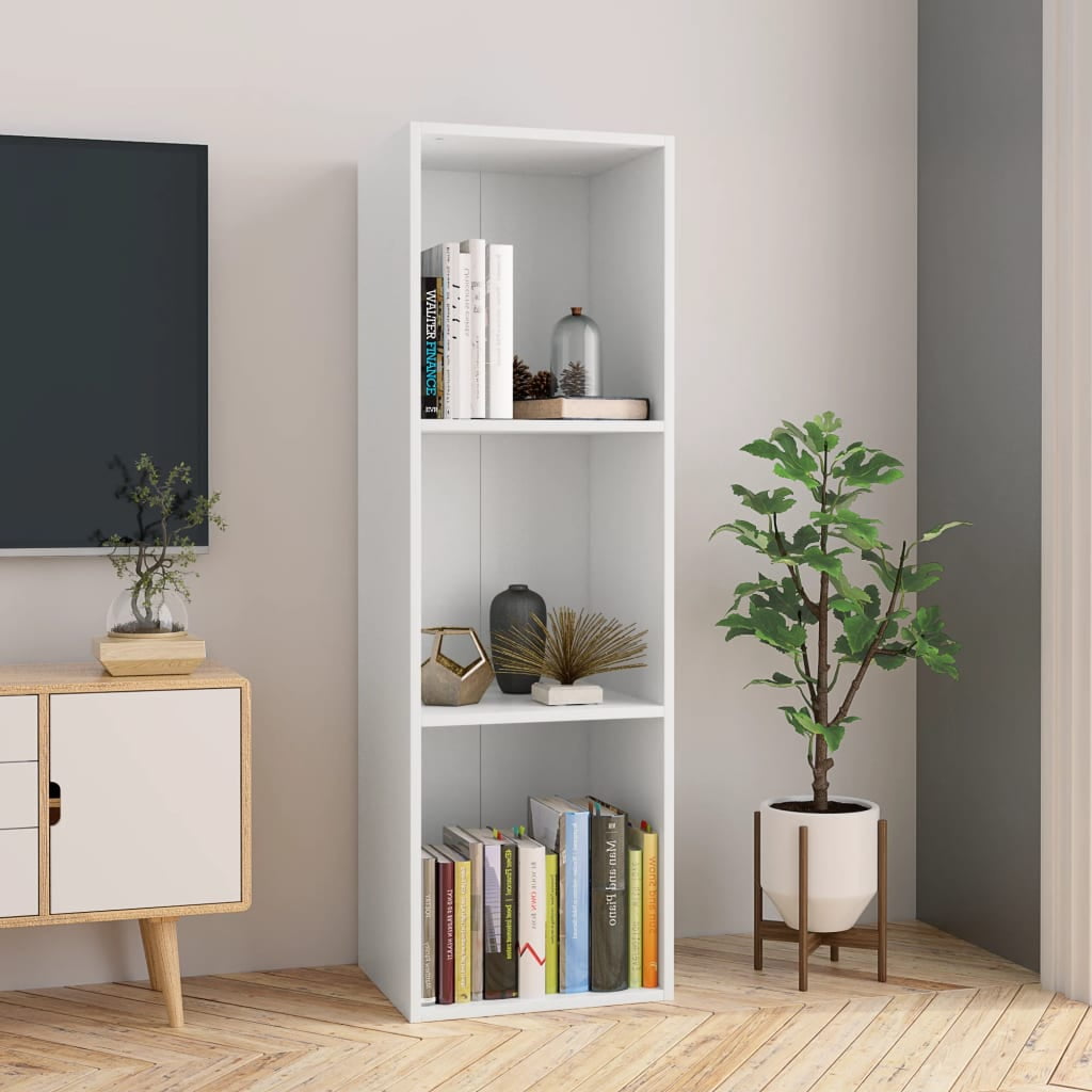Kepooman 14" Modern 3-Tier Vertical Storage Bookcase for Office Living Room Bedroom, White