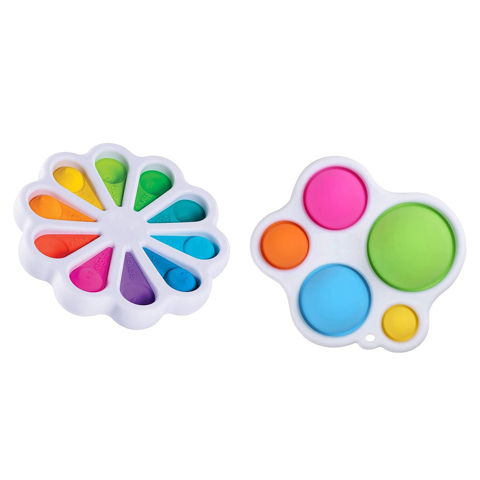 Relieve Stress 2Pack Autism Erythem Simple Dimple Fidget Toy Keychain， Pop Bubbles Squeeze Sensory Toy Purple+Green Suitable for Adults and Kids Anxiety
