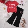 thumbnail image 2 of TOWED22 Girls Summer Clothes Outfit Set Sweet Floral Two Piece Print Tee Flared Pants L,6-7 Y, 2 of 3