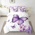 thumbnail image 3 of Manfei Kawaii Butterflies 7-Piece Twin Bedding Sets,Rustic Flower Bedding Comforter Set,White Purple Sheet Sets For Teens Girls,Uper Cozy Room Decor Reversible, 3 of 9