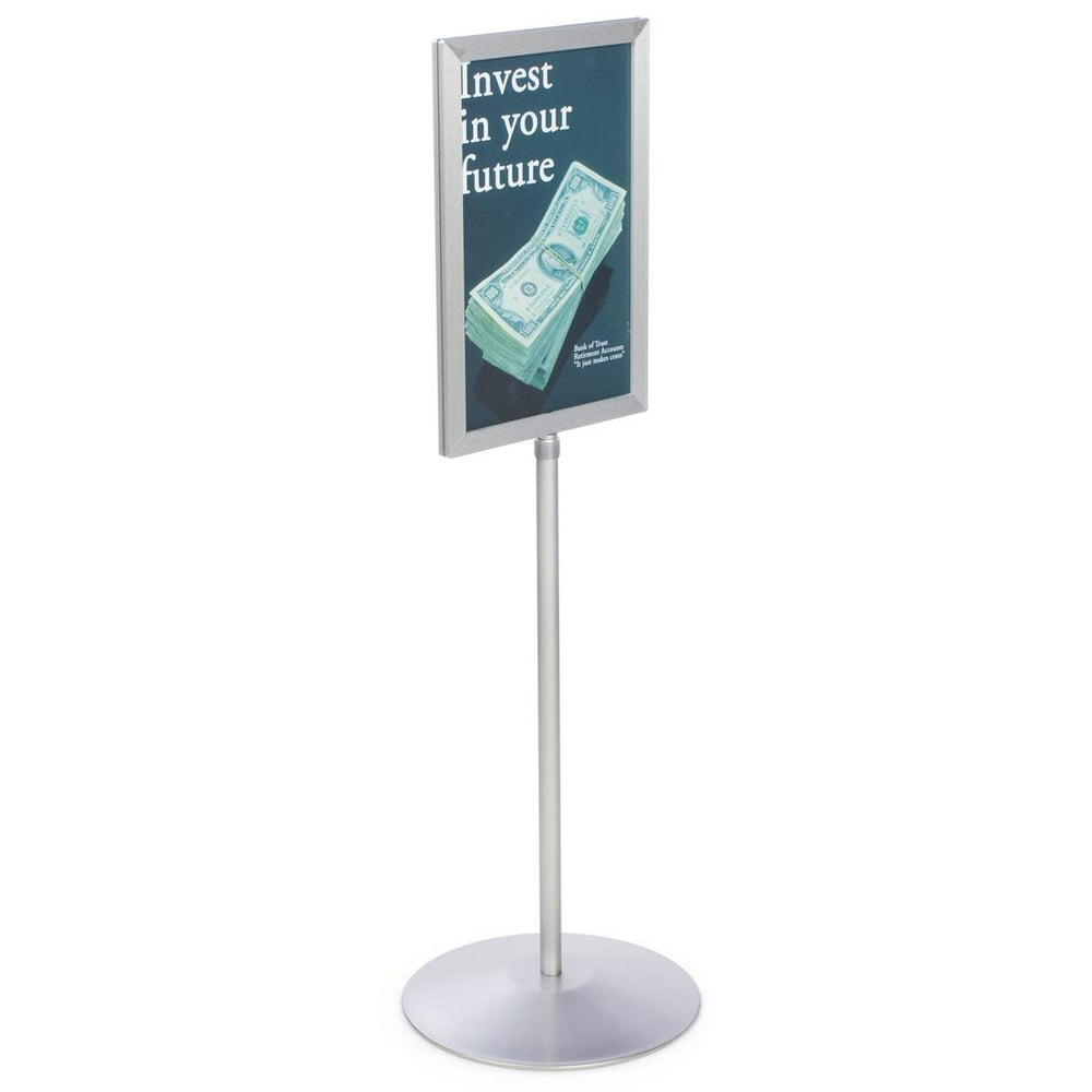 Pedestal Sign Holder Stand with Telescoping Post, Double-Sided Poster