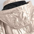 thumbnail image 4 of Shiny Puffer Jacket Women Cropped Zip Up Stand Collar Drawstring Long Sleeve Hooded Down Coat Zipper Pockets Solid Casual Fashion Outerwear Warm Winter Quilted Jackets 2025, 4 of 9