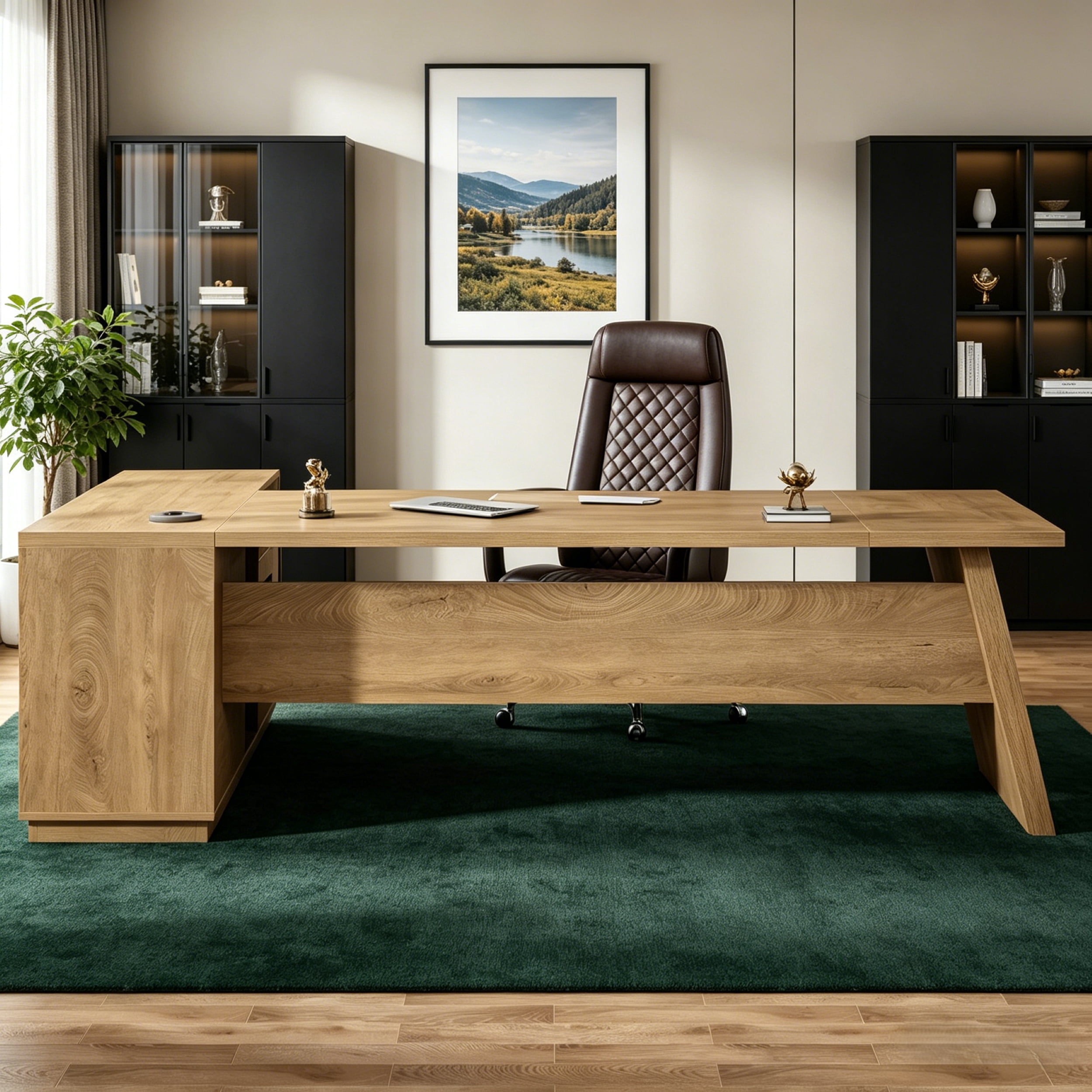 Fnova 78" L-Shaped Executive Desk with Drawers, Large Office Desk with Storage, Modern Business Desk for Home Office and Commercial Use