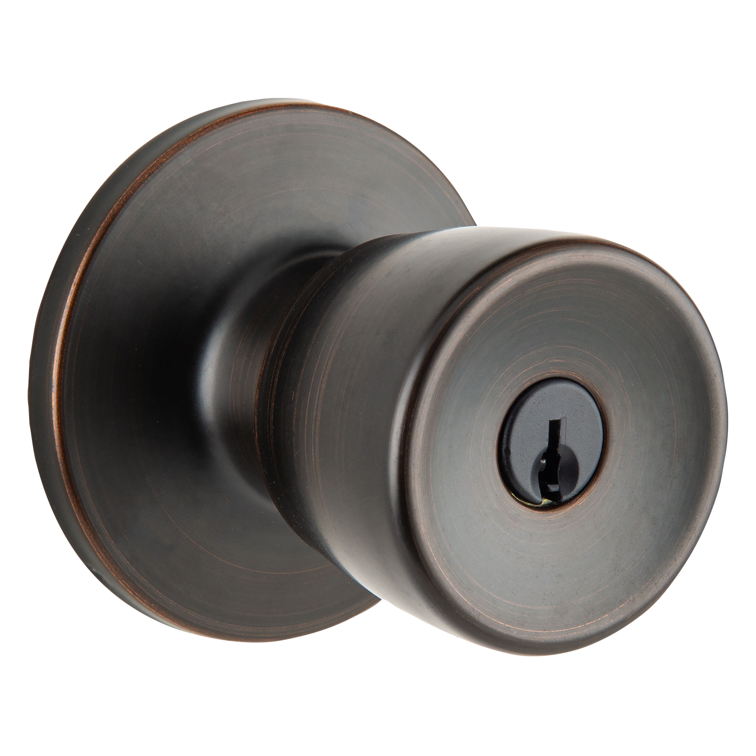 (2 pack) Brinks Mobile Home Keyed Entry Classic Bell Style Doorknob, Tuscan Bronze Finish