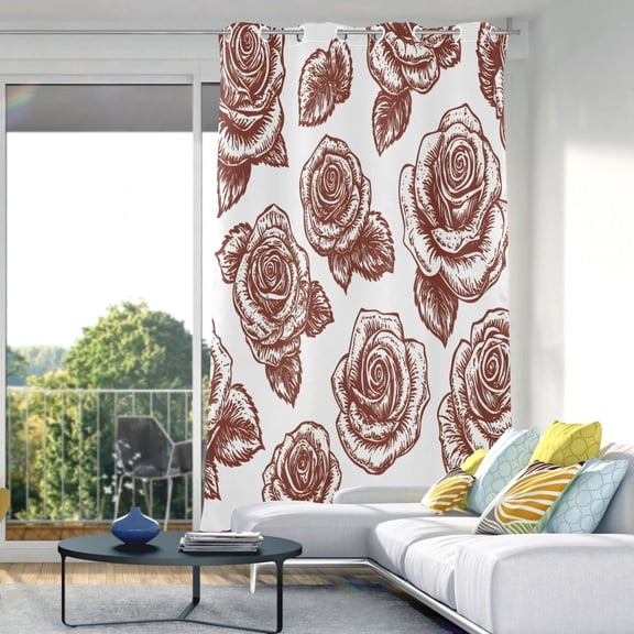 Retro Rose Flower-3 Blackout Curtains 84"x52" Thermal Insulated Curtain 1 Panel