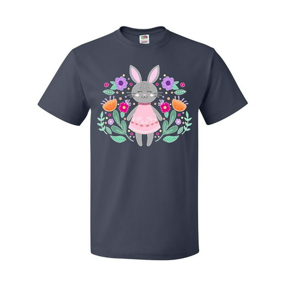 Inktastic Easter Scandinavian Bunny with Flowers T-Shirt