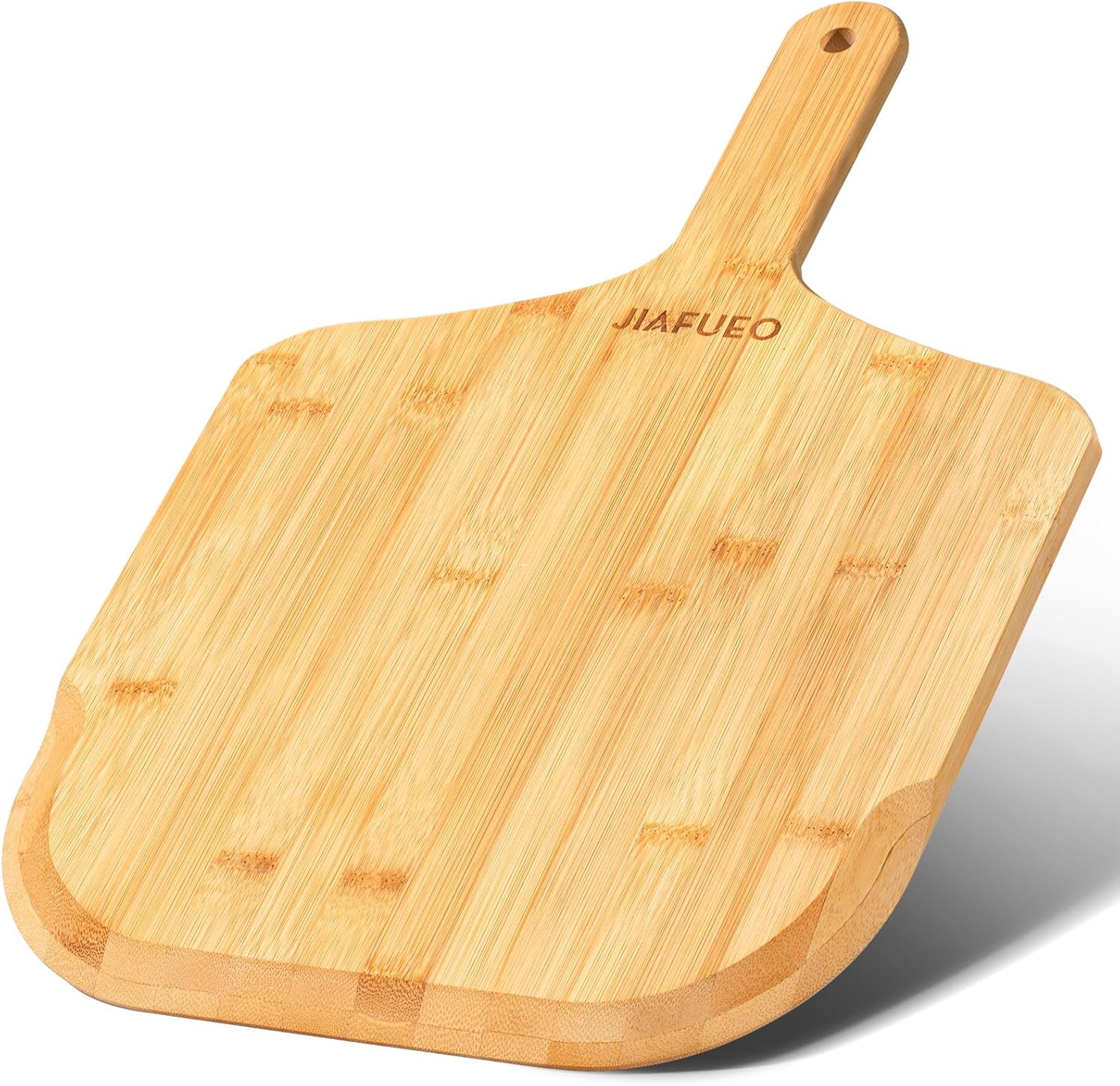 RGHJAR-Pizza Peel 12 inch, Bamboo Pizza Paddle Spatula - Wooden Serving Board, Oven Accessory for Baking Homemade, Wood Cutting Board for Cheese Bread Fruit Vegetables