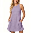 thumbnail image 4 of Lenpel Womens Summer Tank Dresses Trendy Striped Crew Neck Sleeveless Mini Dresses with Pockets Casual Loose Sundresses, 4 of 7