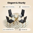 thumbnail image 5 of Atumcto 5-Piece Glass Dining Table Set for 4, Round Kitchen Table Set with 4 Chairs, Gold Metal Base, Mid-Century Modern Dining Room Set, 5 of 9