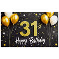 thumbnail image 2 of Glittery 31st Birthday Background Banner with Balloons and Stars Party Decors for Birthday Party Photography Props Backdrop Happy Birthday Celebrations, 2 of 6