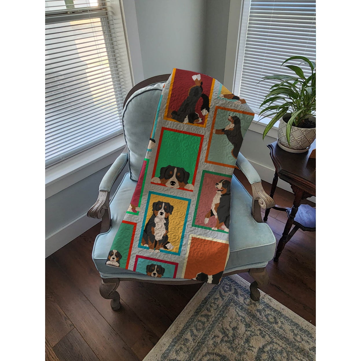 Lots of Bernese Mountain Dog Quilted Blanket 50x60