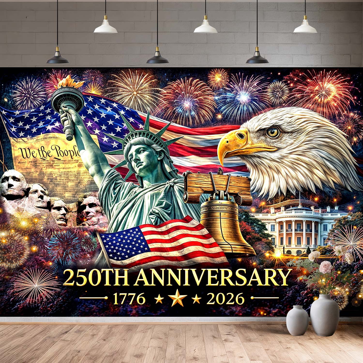 7x5 Ft 250th Anniversary Backdrop, American Independence Day Decorations Banner,  1776-2026 Patriotic Photography Background for 4th of July Party Supplies