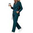 thumbnail image 6 of Cagogo Women Plus Size 2 Piece Outfit Long Sleeve Blazer Tops Wide Leg Pants Set Casual Business Lounge Suits Tracksuits Travel Work Clothes, Green 4XL, 6 of 8