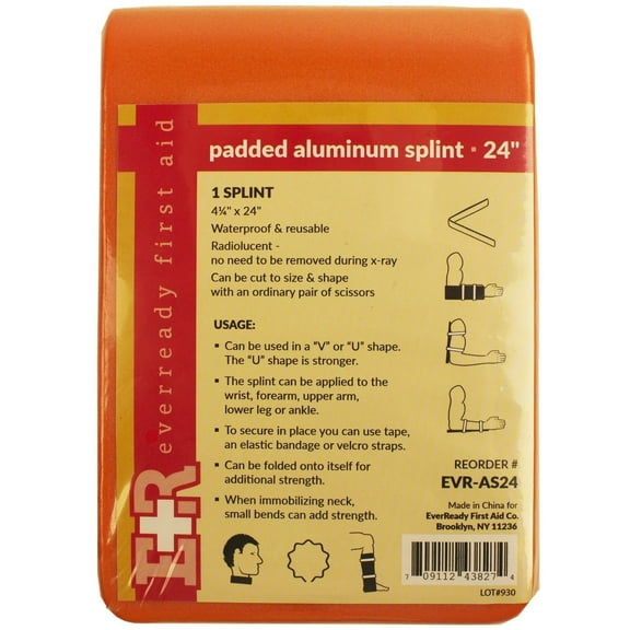 Ever Ready First Aid Reusable Aluminum Arm Splint, 24 inch Flat Fold- Ansi Compliant