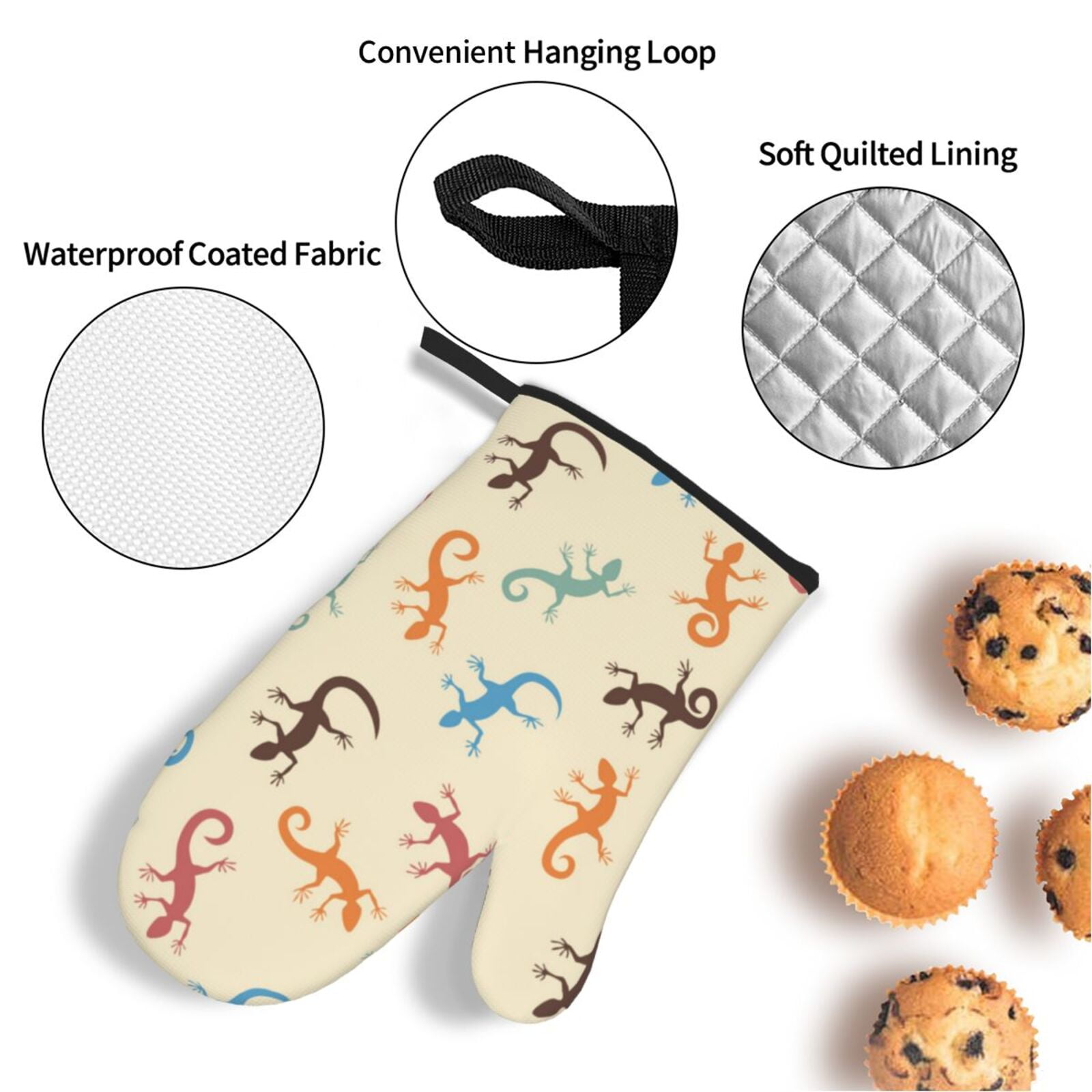 Lizards Lizard Pattern 4Pcs Oven Mitts and Pot Holders Sets Oven Kitchen Gloves Hot Pads for Cooking BBQ Baking Grilling