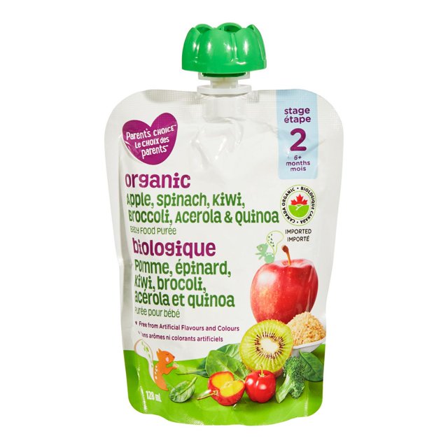 Parent’s Choice Organic Apple, Spinach, Kiwi, Broccoli, Acerola & Quinoa Baby Food Purée