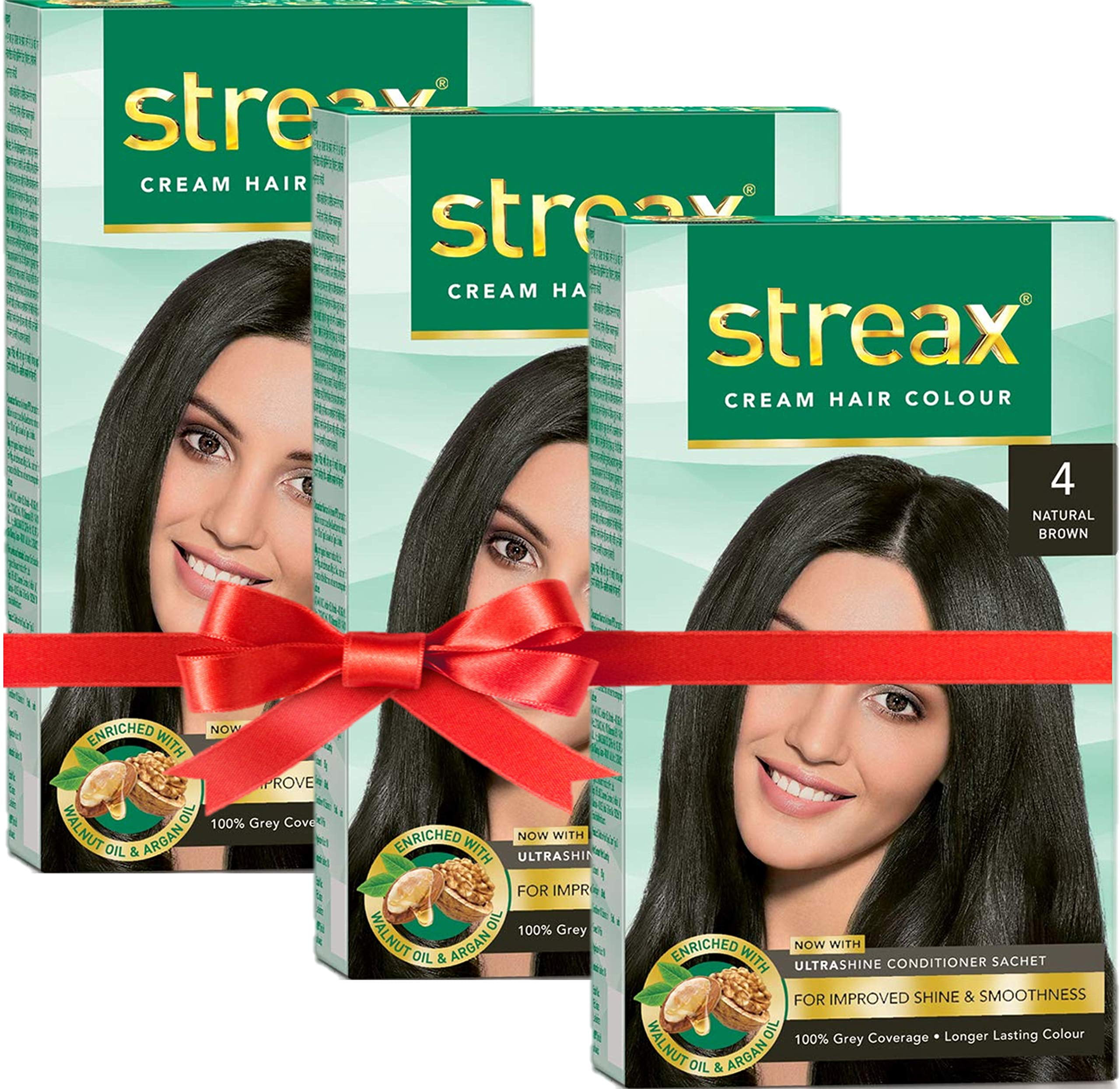 Streax Hair Colour 120 ml - Pack of 3 (Natural Brown) 