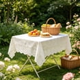 thumbnail image 5 of White Lace Jacquard Small Square Tablecloth for End Side Coffee Table Cover Home Decoration by Elapind, 5 of 6