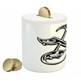 thumbnail image 2 of Letter a Piggy Bank, Abstract Design Early Medieval Period Soft Curved Lines Dark Contrasting Colors, Ceramic Coin Bank Money Box for Cash Saving, 3.6" X 3.2", Black White, by Ambesonne, 2 of 4