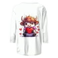 thumbnail image 3 of Women's Valentine's Day Plus Size T-Shirt Cute Cow Printed 3/4 Sleeve Tshirt Crew Neck Graphic Tee,M,B, 3 of 6