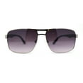 thumbnail image 1 of Mens Color Mirror Classic Rectangular Metal Rim Officer Sunglasses Silver Smoke, 1 of 4