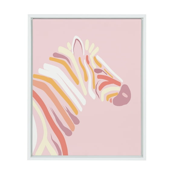 Kate and Laurel Sylvie Pink Zebra Framed Canvas Art Print, 18" x 24", by Dominique Vari