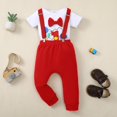 thumbnail image 3 of WIBACKER Infant Baby Boy 1st Birthday Cosplay Outfits Bow Tie Romper with Suspenders Pants Set Cake Smash Photo Shoot, 3 of 9