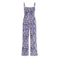 thumbnail image 7 of BZGTZT Womens Boho Overalls Casual Floral Print Sleeveless Jumpsuit High Waist Wide Leg Long Pants Romper with Pockets, 7 of 7
