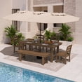 thumbnail image 2 of KINGYES 6 Piece Patio Dining Set, HDPE Outdoor Table and Chairs with Bench, Brown, 2 of 12