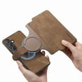 thumbnail image 4 of Case Wallet for Samsung Galaxy S21 FE Wallet Case, Magnetic Detachable Leather Flip Case Card Holders, Kickstand Function Shockproof Protective Women Men Phone Cover,Brown, 4 of 10