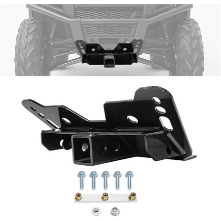 KOJEM Lower Front Trailer Hitch Compatible with 2010-2023 Polaris Ranger 400/500 / 800 Midsize & 2009-2024 Polaris Ranger 570/700 / 800/900 Full-Size Black Receiver Hitch Steel Powder Coated