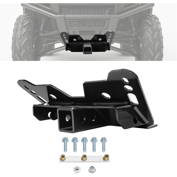 KOJEM Lower Front Trailer Hitch Compatible with 2010-2023 Polaris Ranger 400/500 / 800 Midsize & 2009-2024 Polaris Ranger 570/700 / 800/900 Full-Size Black Receiver Hitch Steel Powder Coated