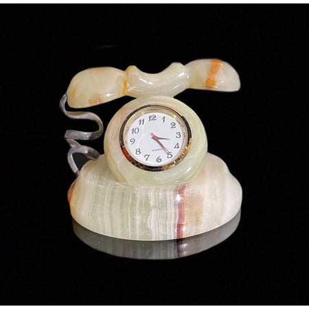 Banded Onyx Retro Phone Clock