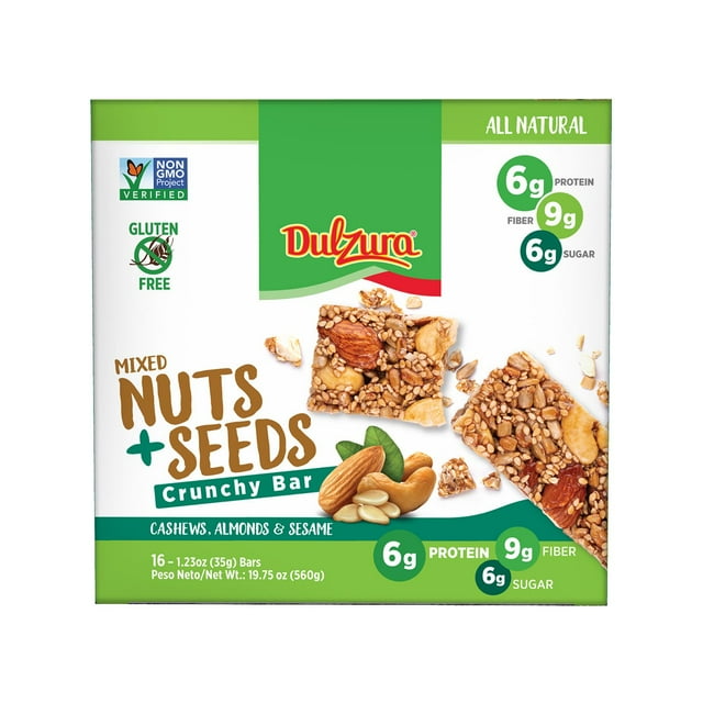 Dulzura Mixed Nuts + Seeds Crunchy Bars, 16 pk.