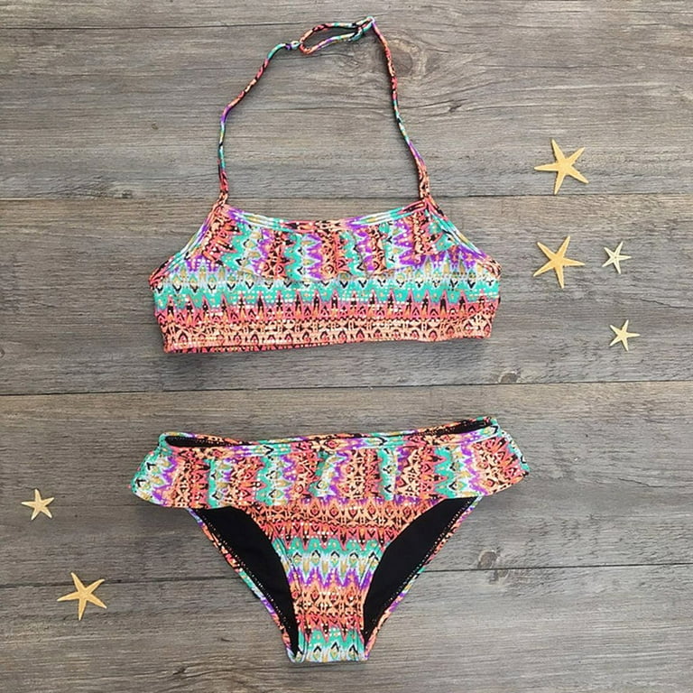 GDfun Children s middle aged national style bohemian style tube top swimsuit bikini suit split swimsuit swimsuits
