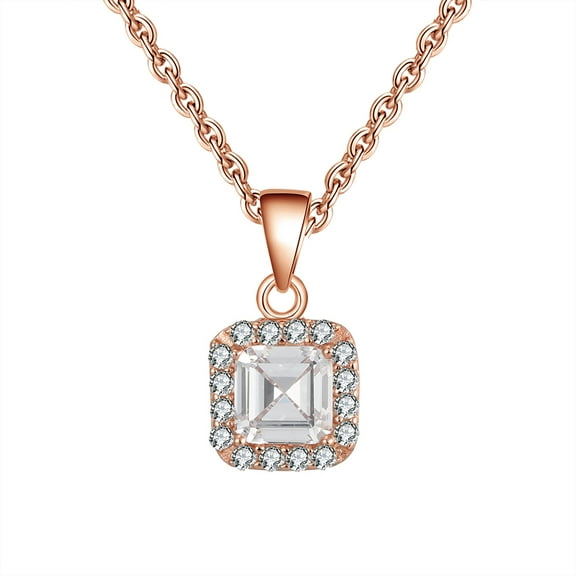 Square Halo Pendant Necklace for Women Sterling Silver Cz Ginger Lyne Collection