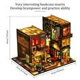 thumbnail image 2 of DIY Book Nook Kit 3D Wooden Puzzle Bookshelf Insert Decor with LED Light DIY Miniature Dollhouse Model Kit Creative Decorative Bookend Building Kits for Kids 25 x 21 x 20.3cm, 2 of 7