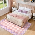 thumbnail image 3 of Wonnitar 5'x 7' Checkered Area Rug, Washable Pink Checkerboard Rug for Living Room, Non Slip Soft Low Pile Geometric Indoor Carpet for Bedroom, Nursery, Office, 3 of 10