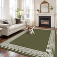 thumbnail image 3 of Olive Green Greek Key Large Area Rugs for Bedroom Living Room, Soft Non Slip Carpet Bedside Rug, Geometric Greece Ancient Farmhouse Geo Rectangular Floor Cover Kitchen Accent Rug 8'x10' for Office, 3 of 9