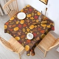 thumbnail image 2 of Fall Pumpkins Leaves Pattern Square Tablecloth,Waterproof Square Table Cover,Wipeable Spillproof Washable Table Cover for Home Kitchen Party Decor 52"x52"(132x132cm), 2 of 6