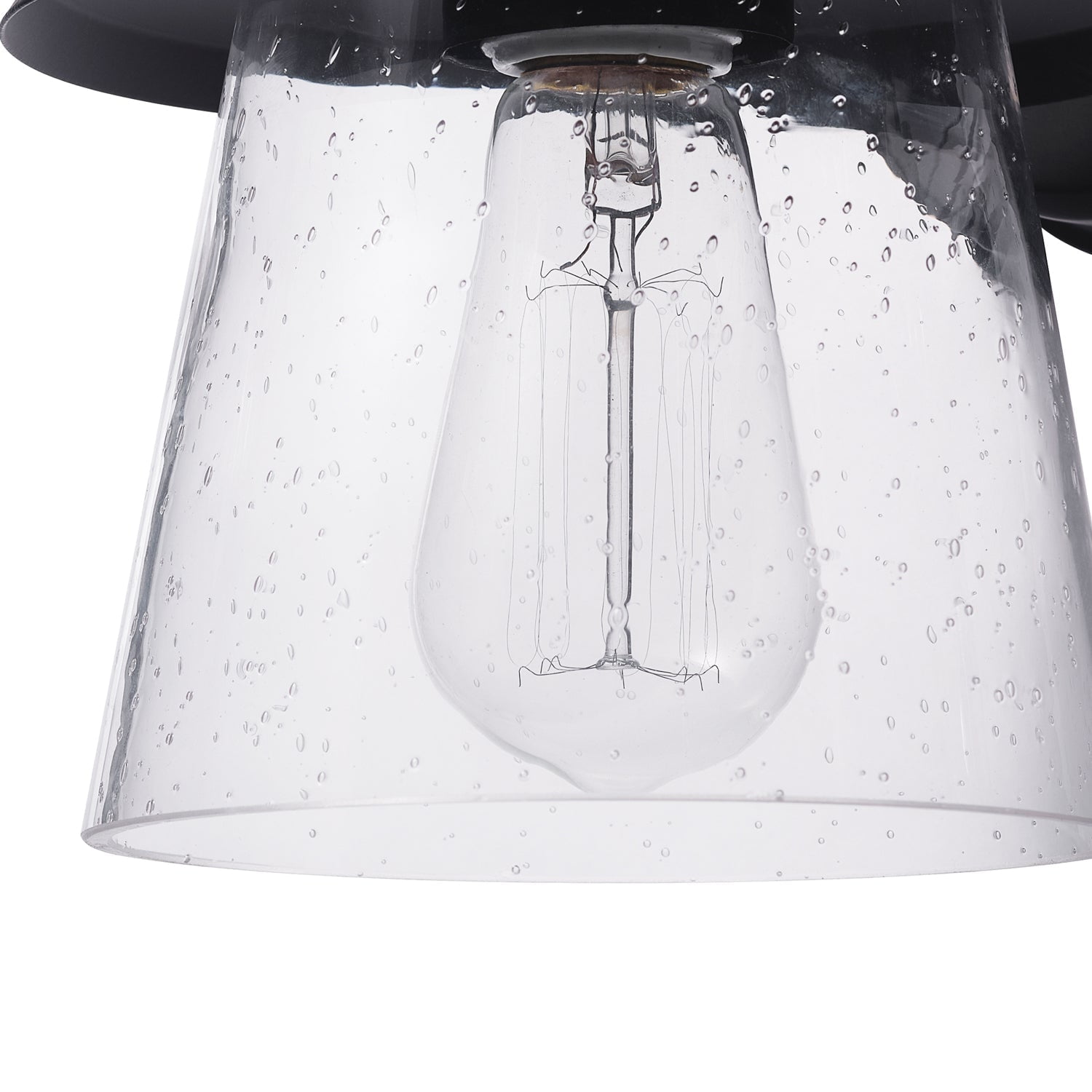 Globe Electric Juno 1-Light Matte Black Motion Sensor Outdoor Wall Sconce with Clear Seeded Glass Shade