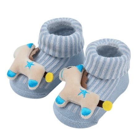 

kpoplk Baby Winter Socks Girls Socks Baby Cotton Slip Socks Cartoon Socks Toddler Boy Socks(Blue)