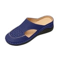 thumbnail image 2 of Miluxas Women's Breathable Hollow Cutout Wedge Slide Mules, Backless Slip On Platform Orthopedic Walking Clogs, Non Slip Soft Leather Casual Shoes Blue 7.5(40), 2 of 7